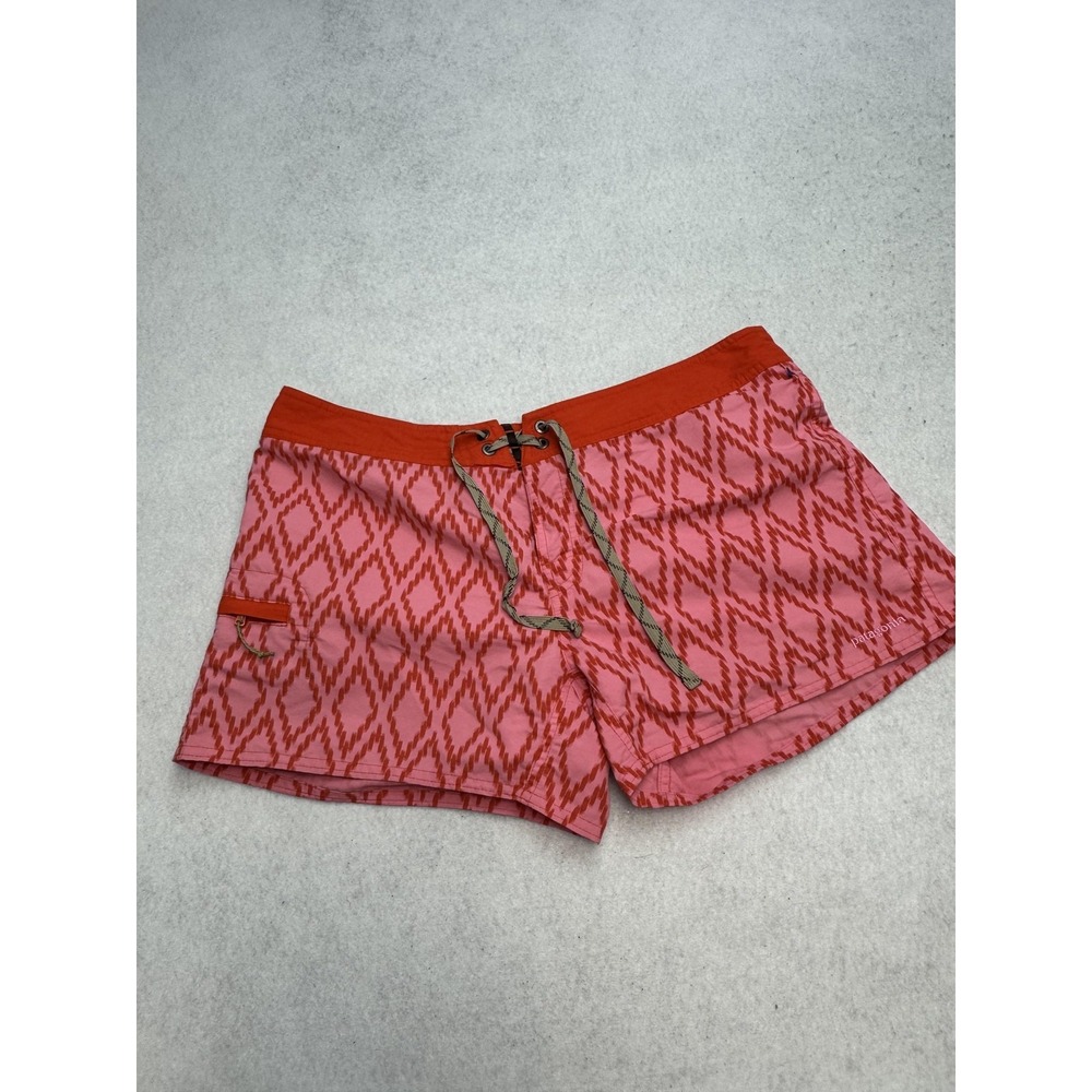 Patagonia‎ Wavefarer Board Shorts Womens 12 Pink Ikat Swim Lined Pockets